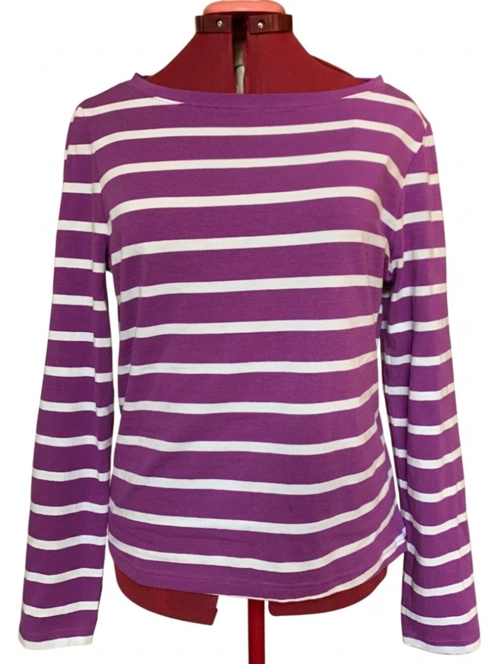 F&F Blue | Purple & White Striped Long Sleeve Tee - Size 14 - NWT